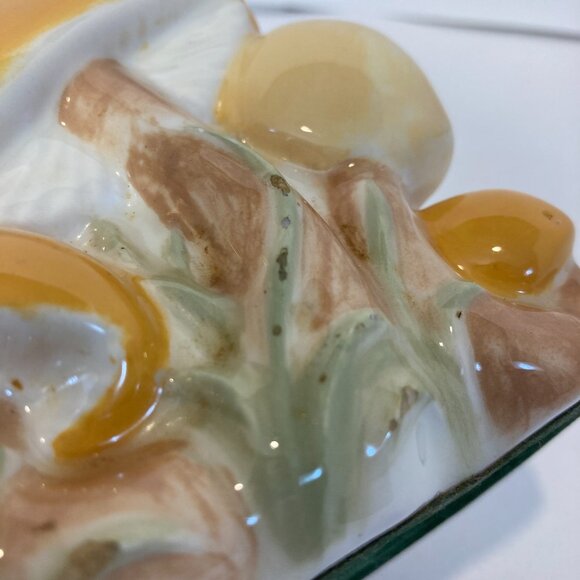 Vintage Retro 70s Mushroom Napkin Holder MCM Ceramic 4" Yellow White Kitchen - Picture 7 of 8